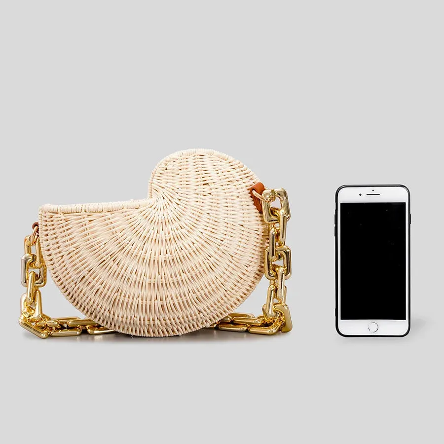 Rattan Conch Shoulder Handbags