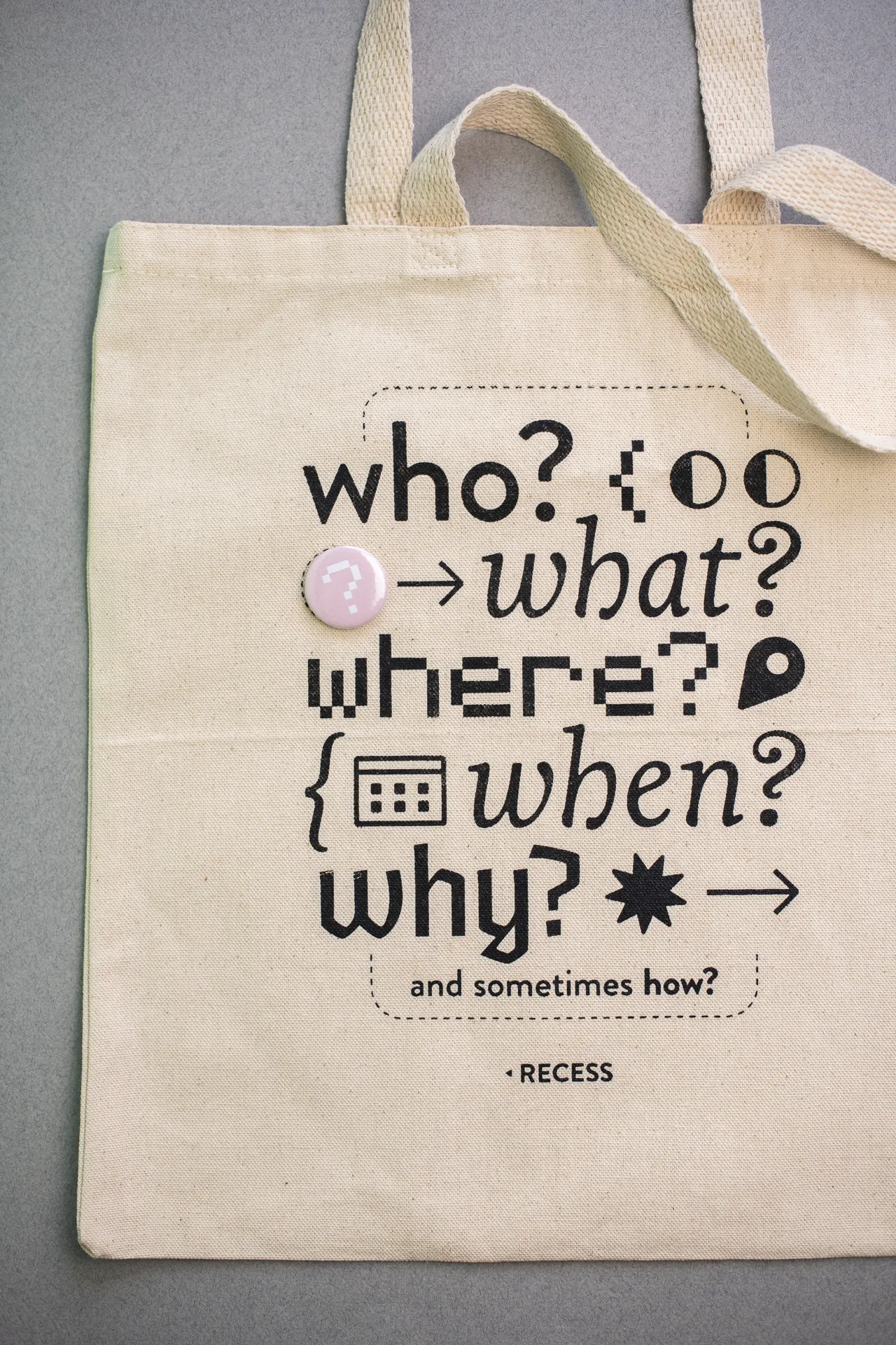 Recess : Tote Bag : Who What When Where Why