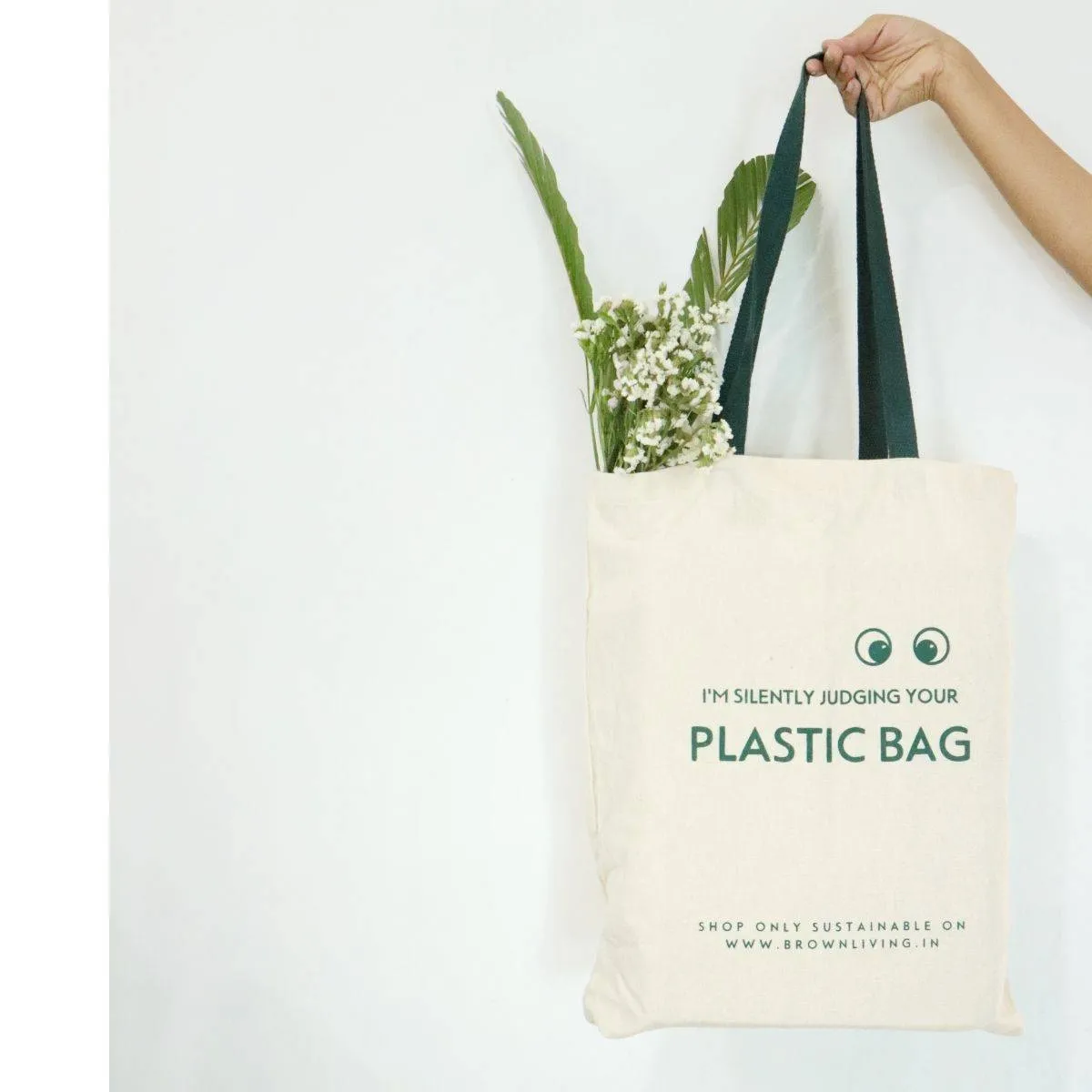 Reusable Cotton Tote Bag- Silently Judging your Plastic Bag- Off White