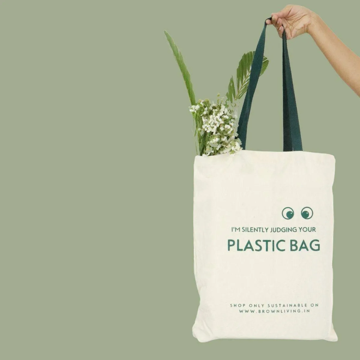 Reusable Cotton Tote Bag- Silently Judging your Plastic Bag- Off White