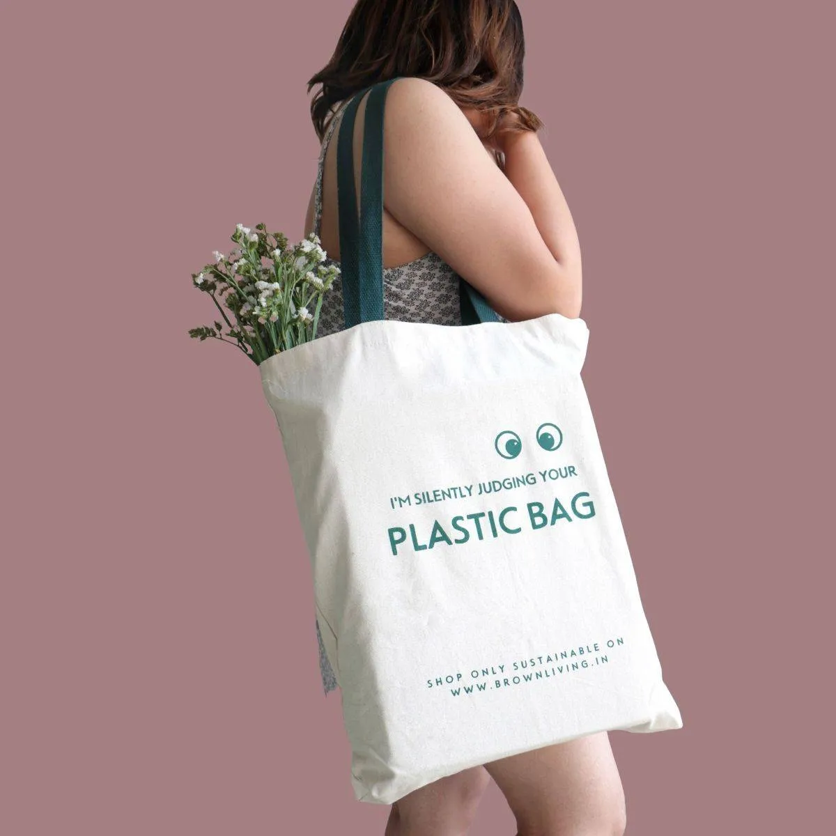 Reusable Cotton Tote Bag- Silently Judging your Plastic Bag- Off White