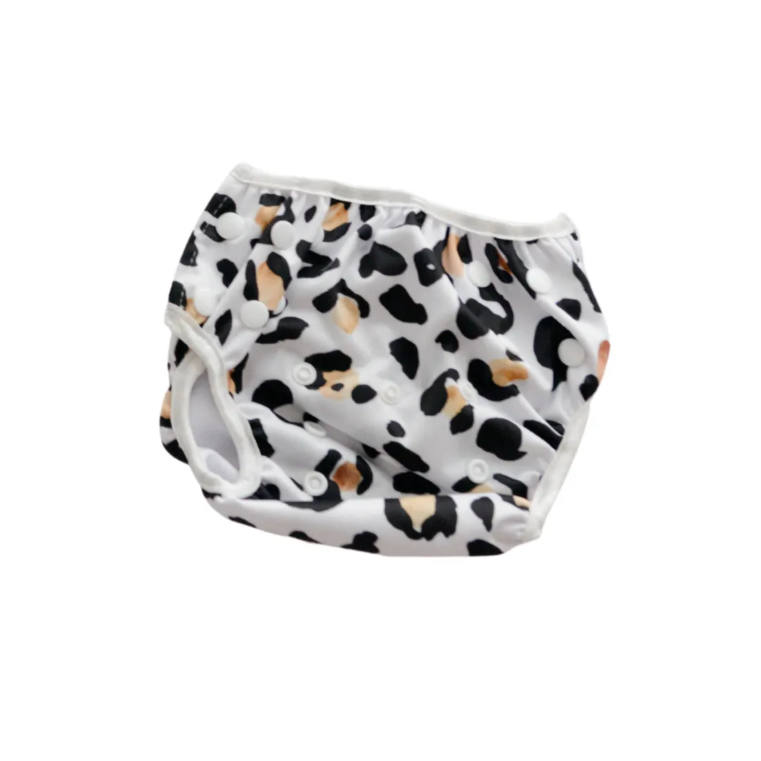 Reusable Swim Nappy & Hat Set - Leopard Print