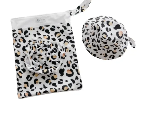 Reusable Swim Nappy & Hat Set - Leopard Print