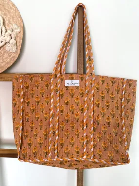 Reversible Quilted Block Printed Market Bag