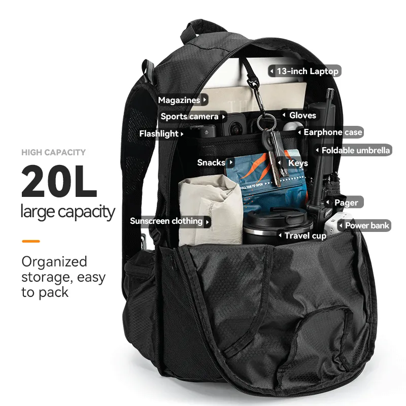 ROCKBROS Lightweight 20L Multi-functional Backpack for Travel, Hiking, and Daily Use