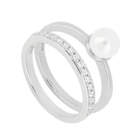 Shell Pearl and Zirconia Eternity Stacking Ring