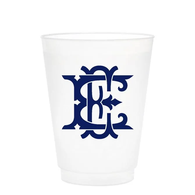 Single Initial Frosted Cups in NAVY