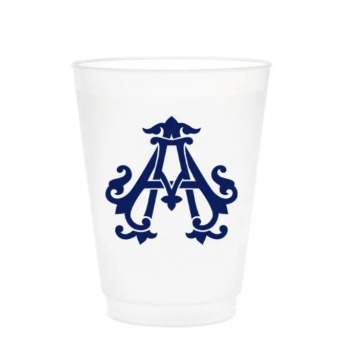 Single Initial Frosted Cups in NAVY