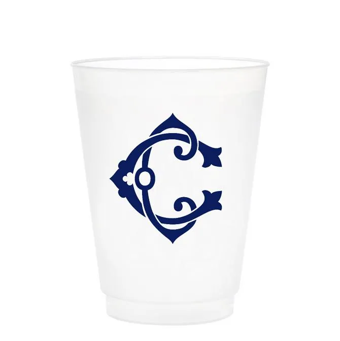 Single Initial Frosted Cups in NAVY