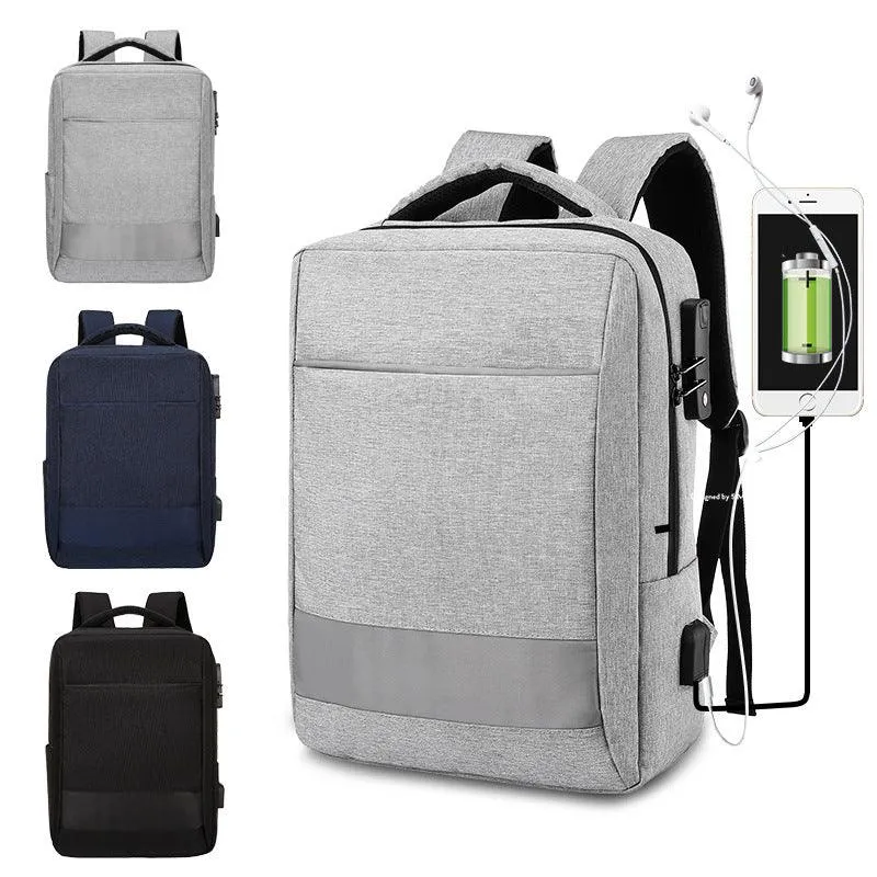 Smart Anti-Theft Lock Backpack With USB Charging Ports Bag- Ash