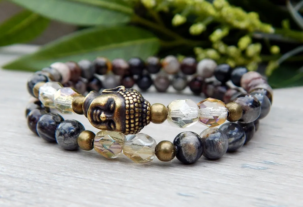 Stacked Beaded Buddha Yoga Bracelet