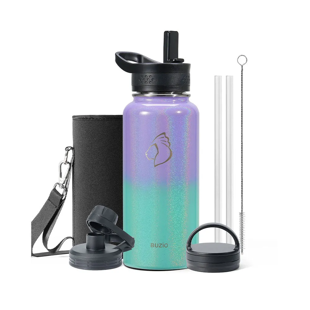 Stainless Steel Water Bottle with 3 Lids | 32oz - 64oz