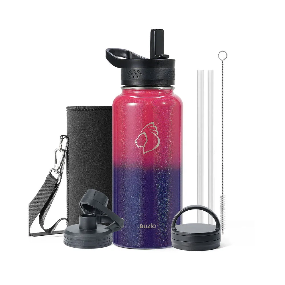 Stainless Steel Water Bottle with 3 Lids | 32oz - 64oz