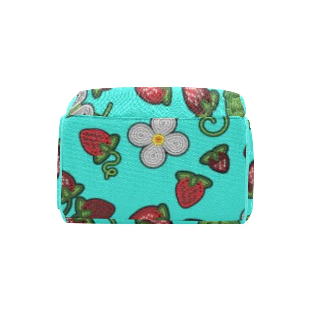 Strawberry Dreams Turquoise Multi-Function Diaper Backpack/Diaper Bag