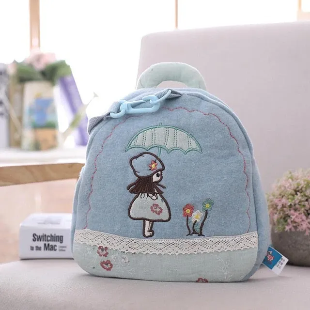 Stuffed Girls Backpack Plush Anti-lost Traction Bag Doll for Children Cute Schoolbag for Baby Birthday Gift