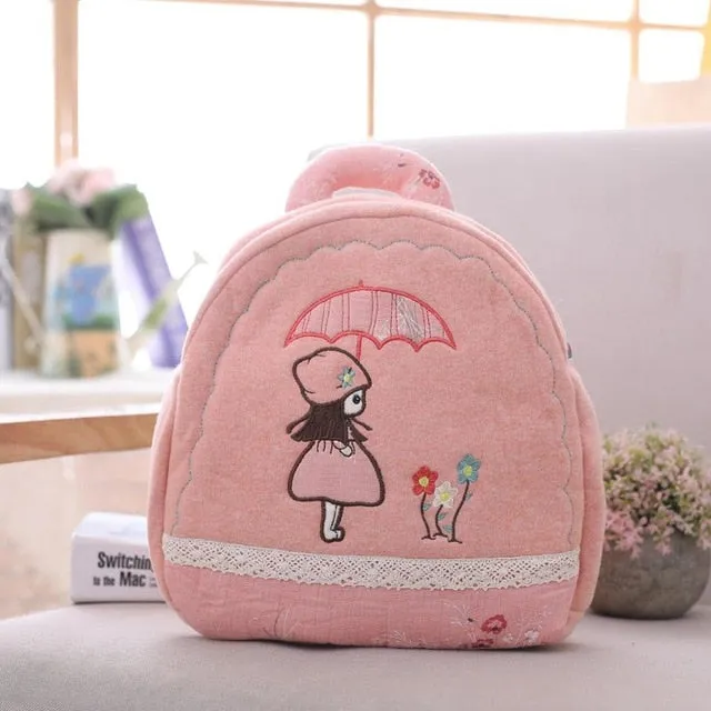 Stuffed Girls Backpack Plush Anti-lost Traction Bag Doll for Children Cute Schoolbag for Baby Birthday Gift