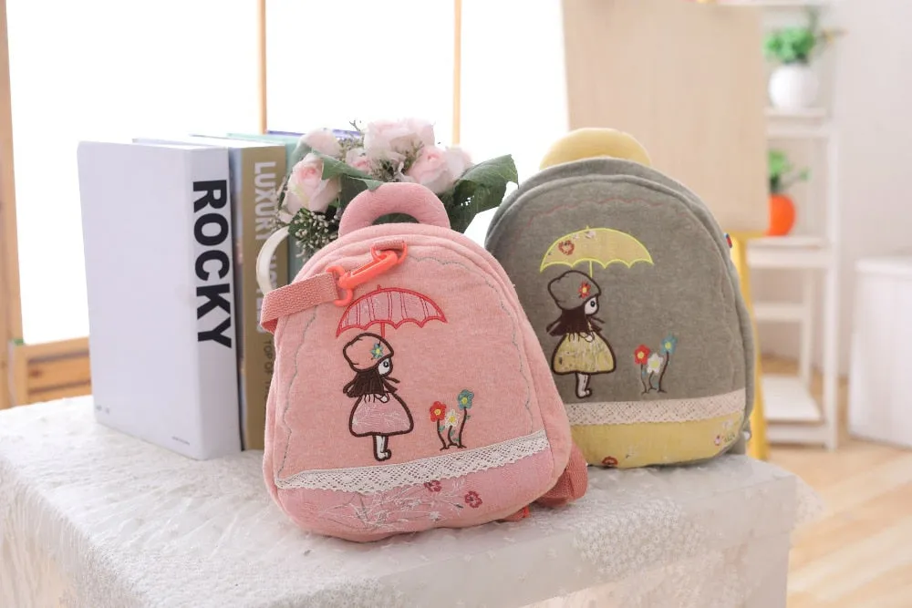 Stuffed Girls Backpack Plush Anti-lost Traction Bag Doll for Children Cute Schoolbag for Baby Birthday Gift