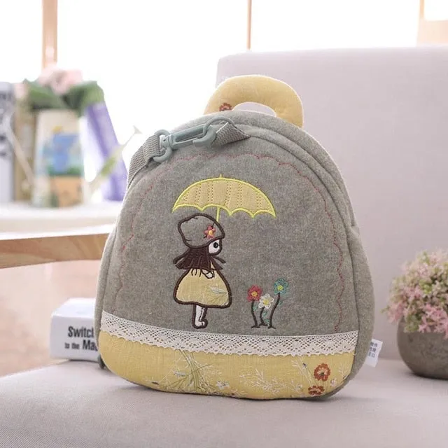 Stuffed Girls Backpack Plush Anti-lost Traction Bag Doll for Children Cute Schoolbag for Baby Birthday Gift