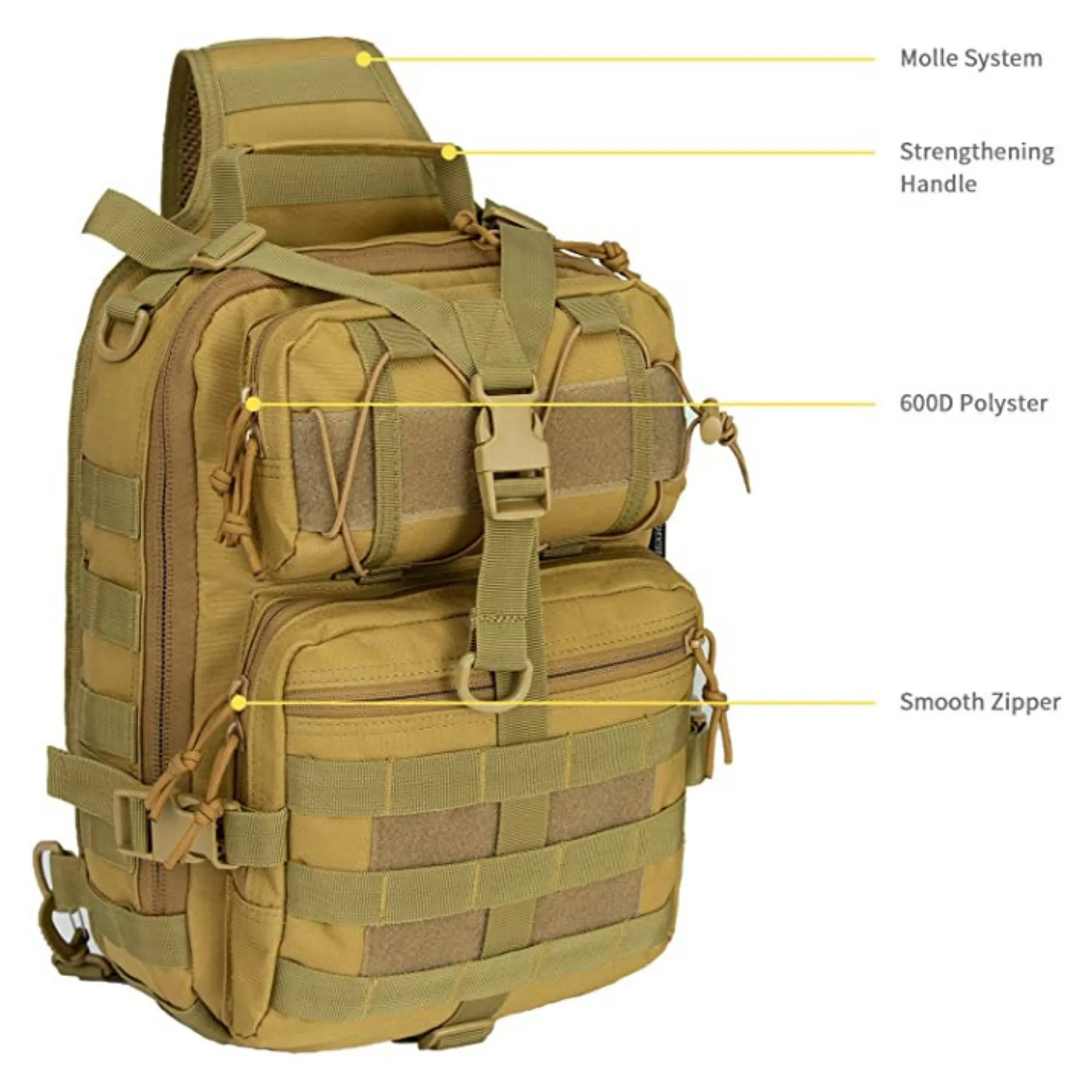 Tactical Military Sling Backpack 15L Shoulder Bag Molle Outdoor