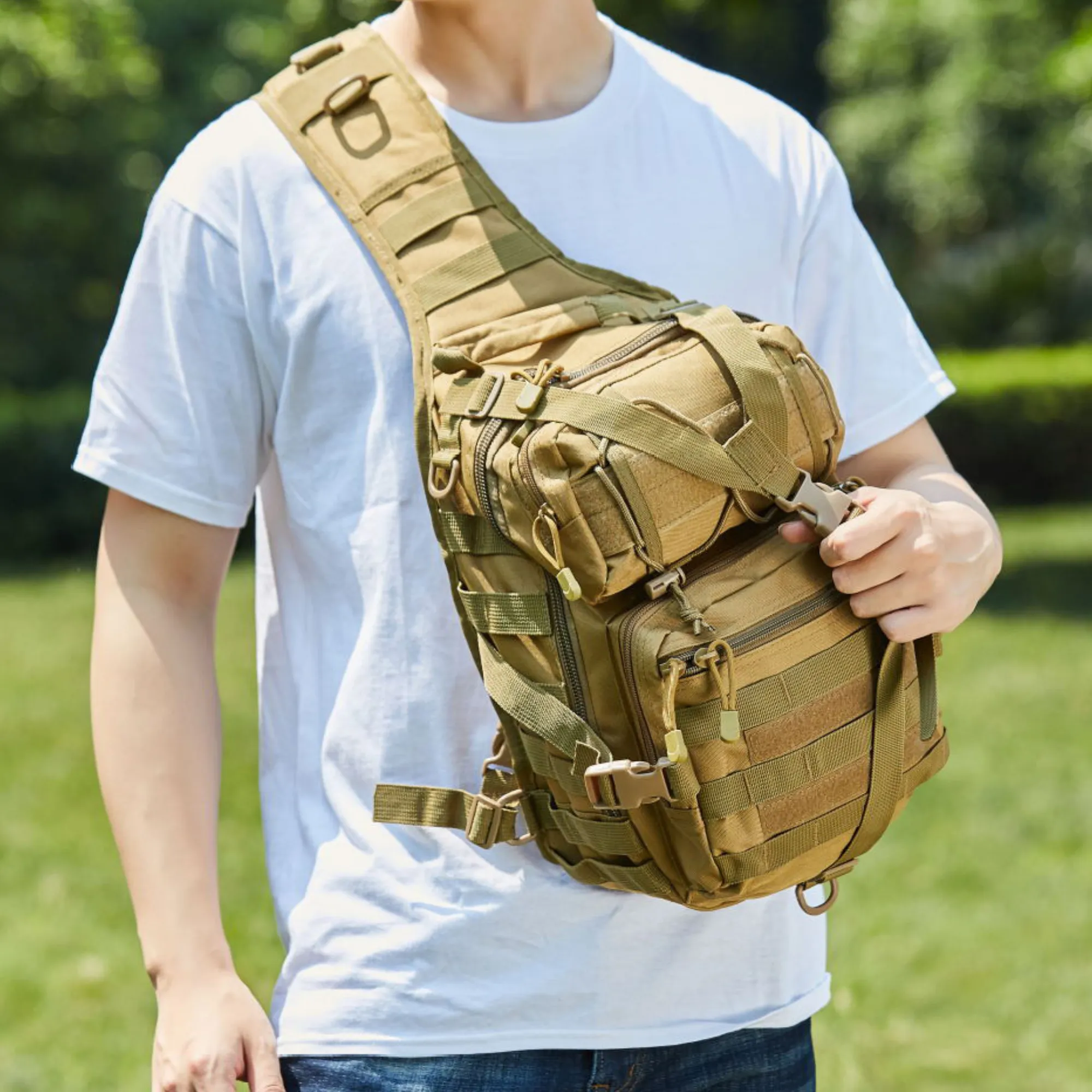 Tactical Military Sling Backpack 15L Shoulder Bag Molle Outdoor