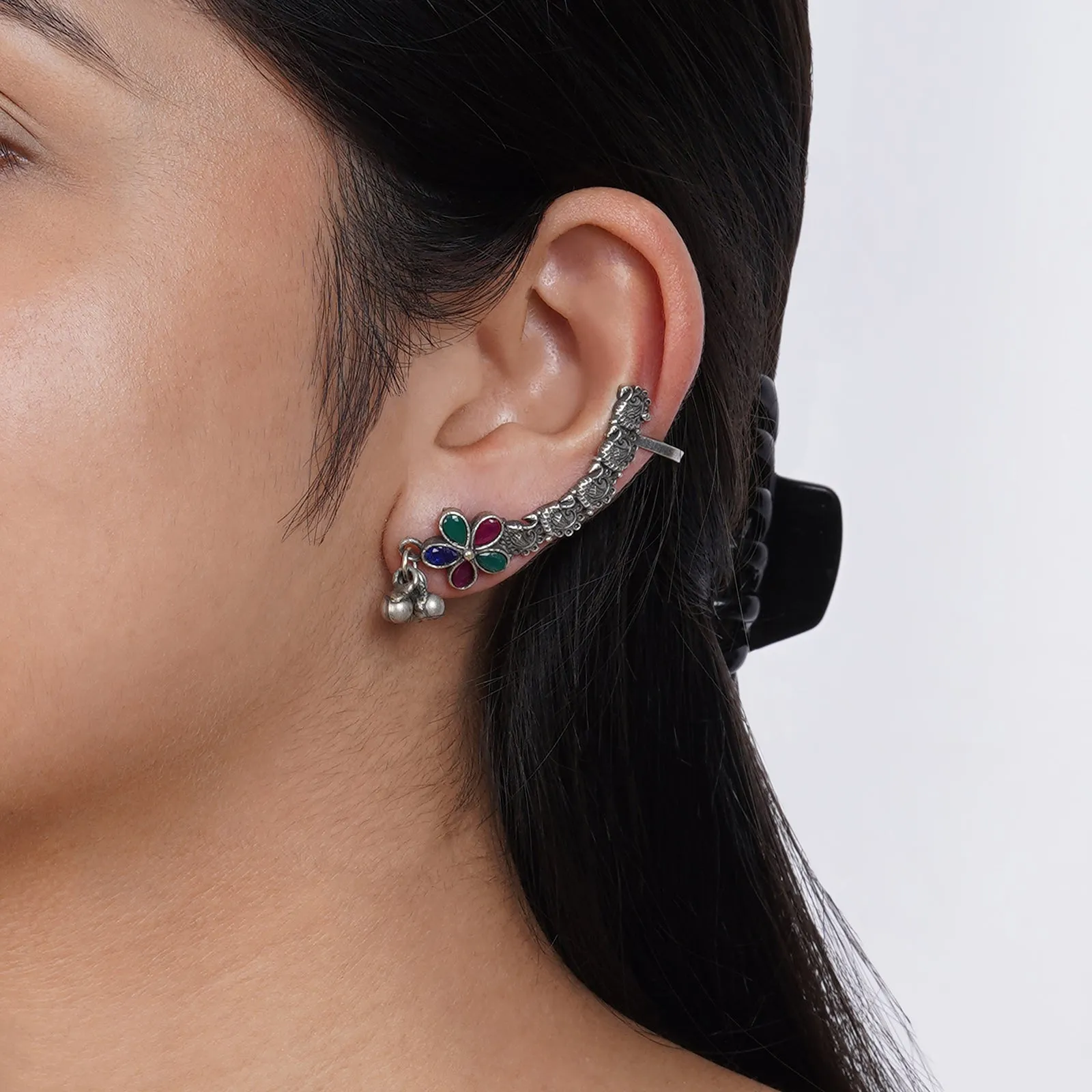 Teejh Gahez Multi-colored Silver Oxidised Earrings