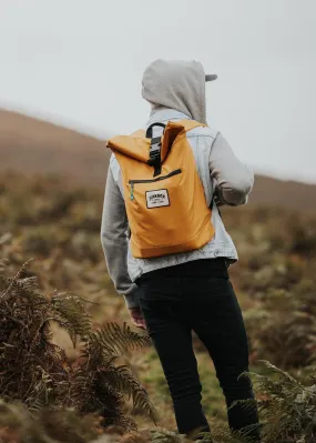 'The Adventurer' Recycled Roll-Top Backpack in Mustard