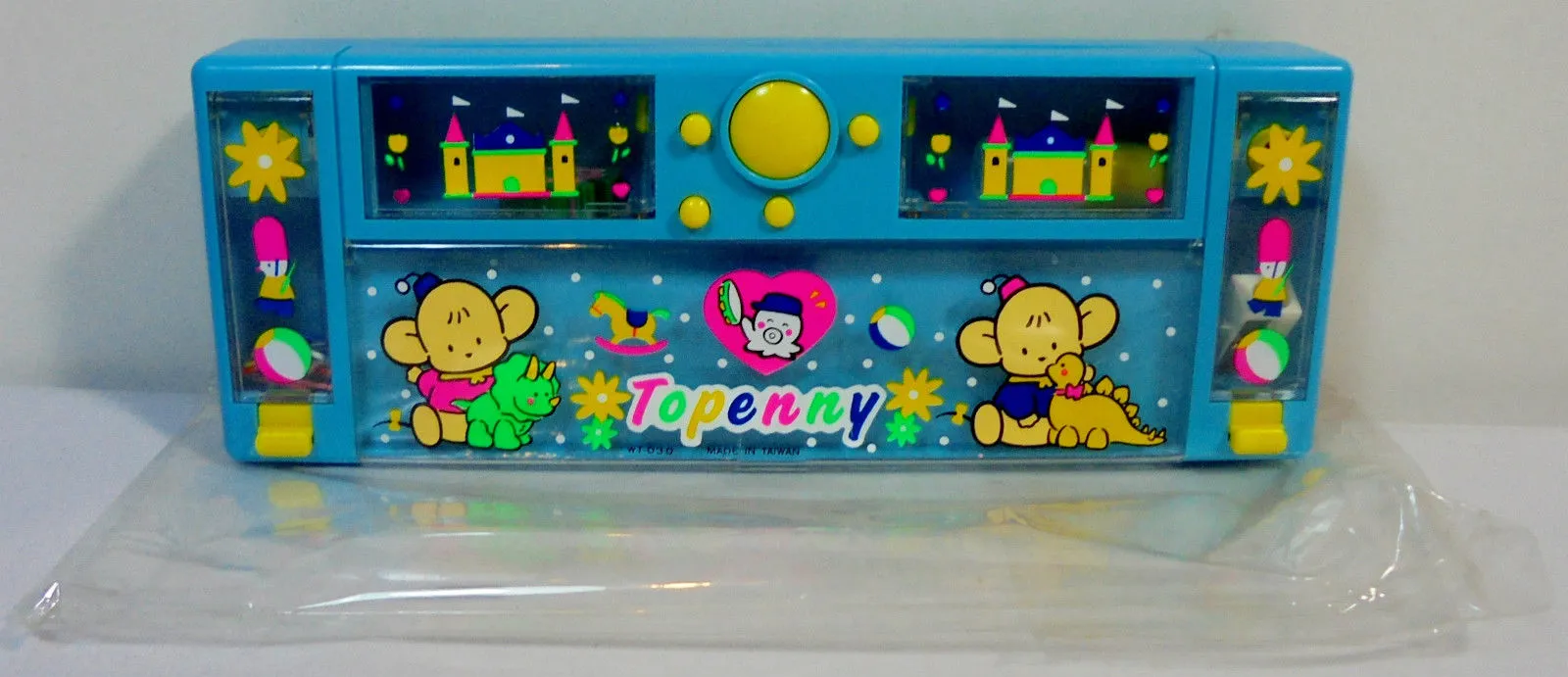 Topenny Vintage 80's Anime Pencil Case Blue Mechanical Box Stationary