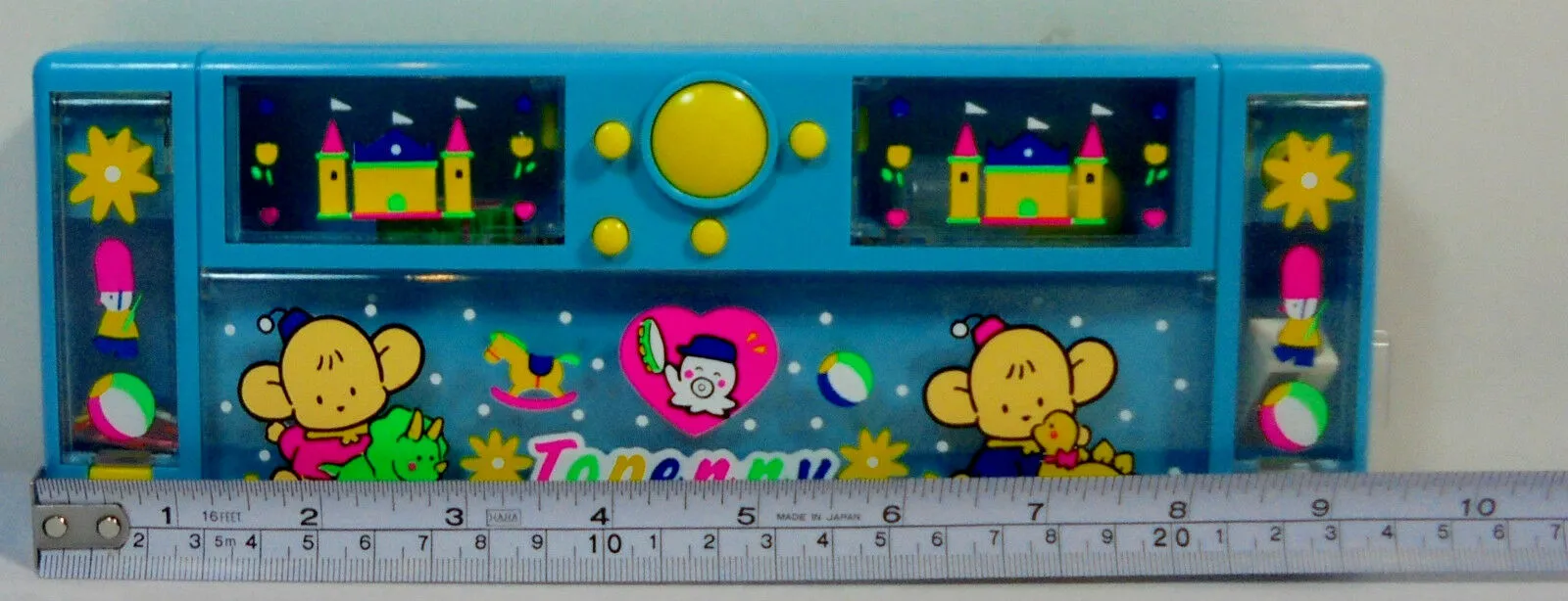 Topenny Vintage 80's Anime Pencil Case Blue Mechanical Box Stationary