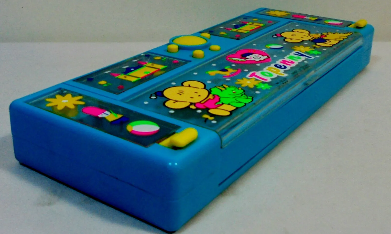 Topenny Vintage 80's Anime Pencil Case Blue Mechanical Box Stationary