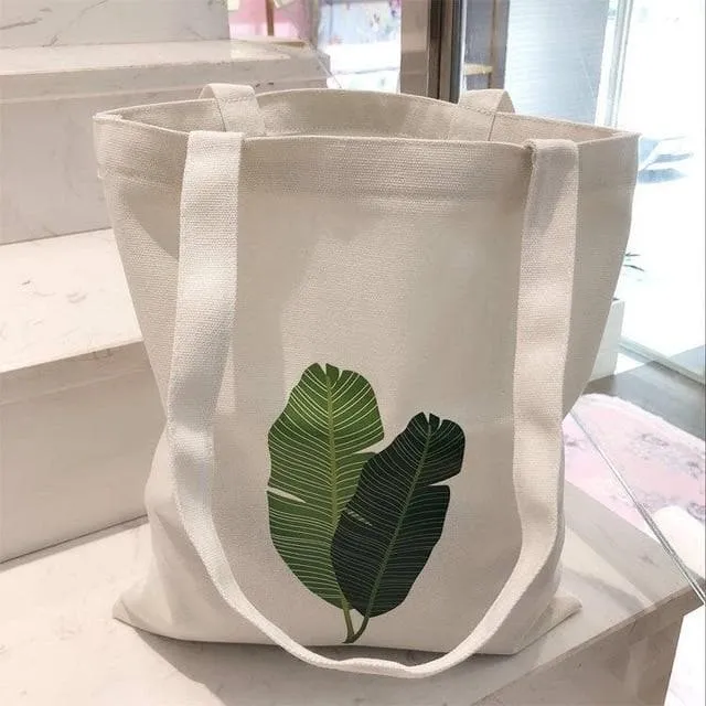 Tote Bag With Leaf Print