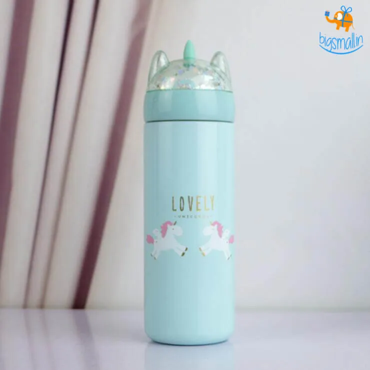 Unicorn Water Bottle with Glitter Lid