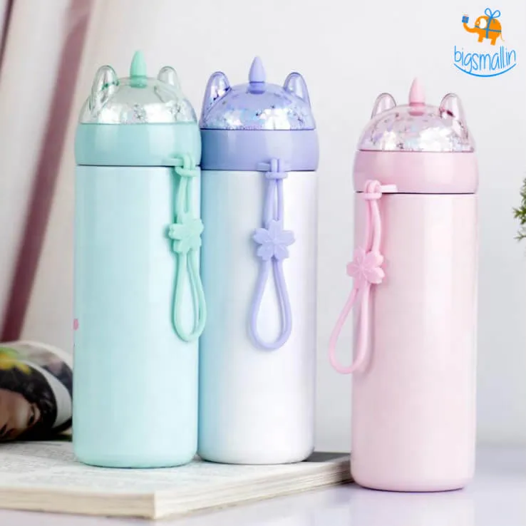 Unicorn Water Bottle with Glitter Lid