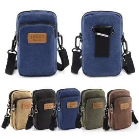 Universal Waterproof Multifunctional Canvas phone bag Shoulder Bag Man Casual Crossbody Waist