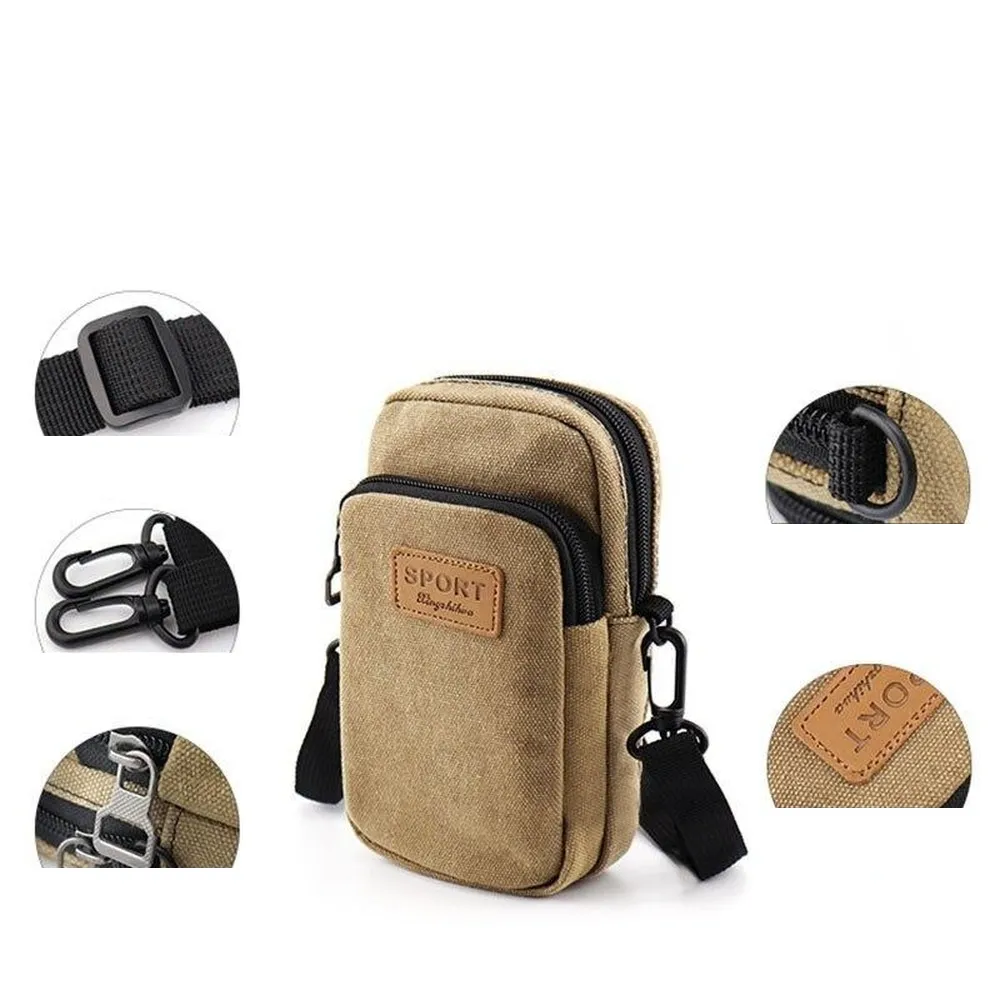 Universal Waterproof Multifunctional Canvas phone bag Shoulder Bag Man Casual Crossbody Waist