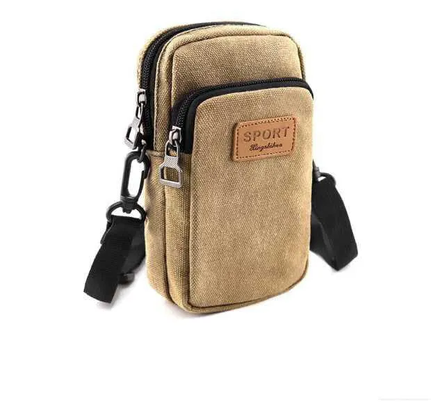 Universal Waterproof Multifunctional Canvas phone bag Shoulder Bag Man Casual Crossbody Waist