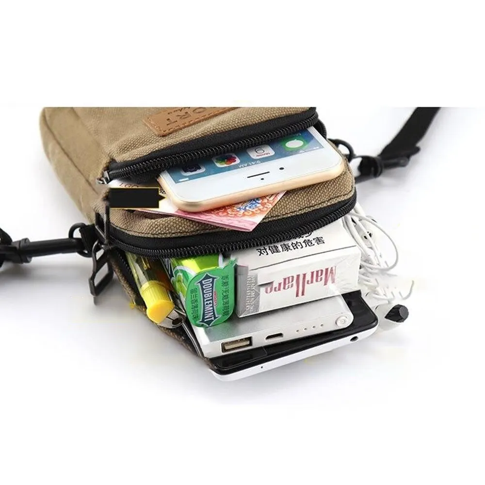 Universal Waterproof Multifunctional Canvas phone bag Shoulder Bag Man Casual Crossbody Waist