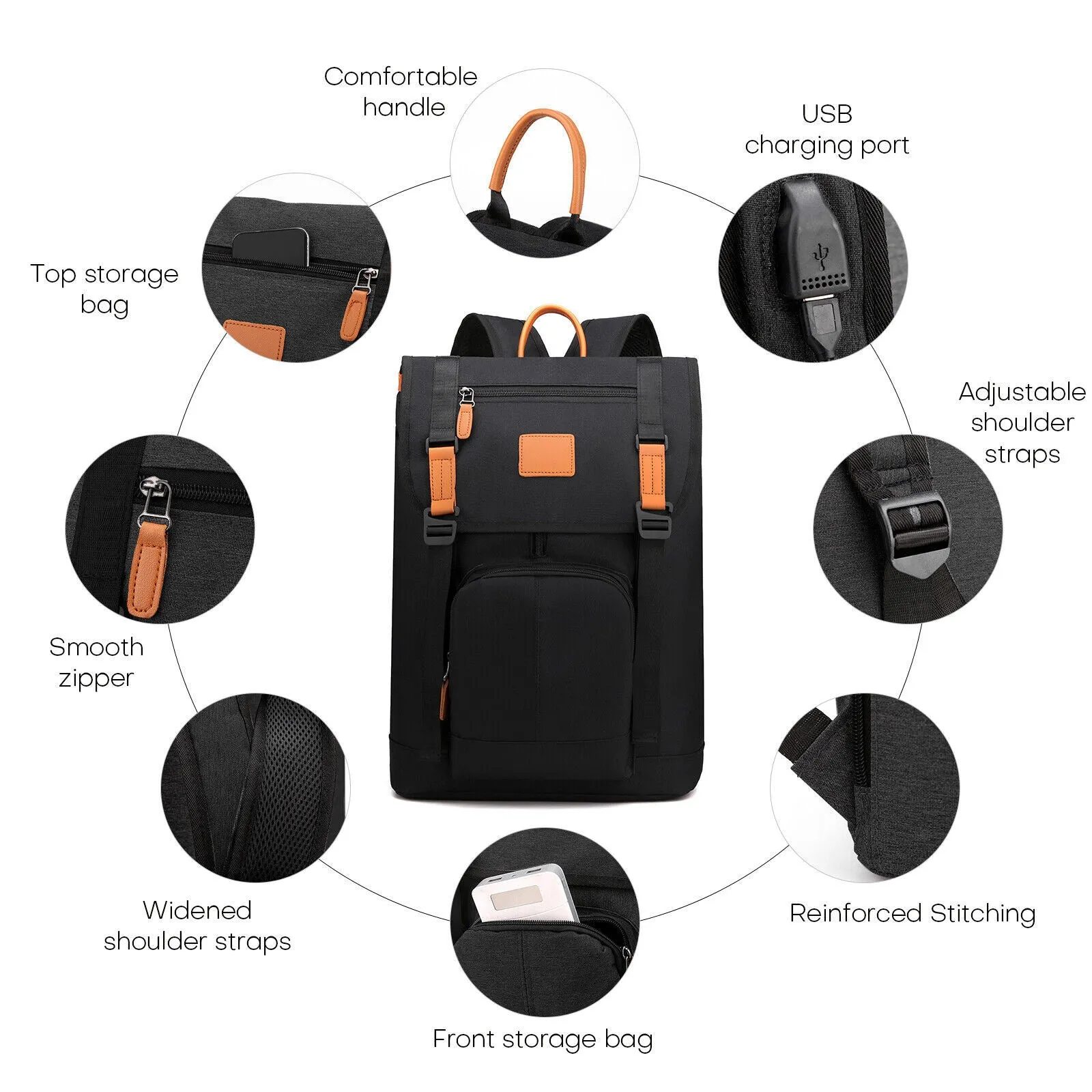 USB Port Anti-theft Business School Rucksack Travel Bag