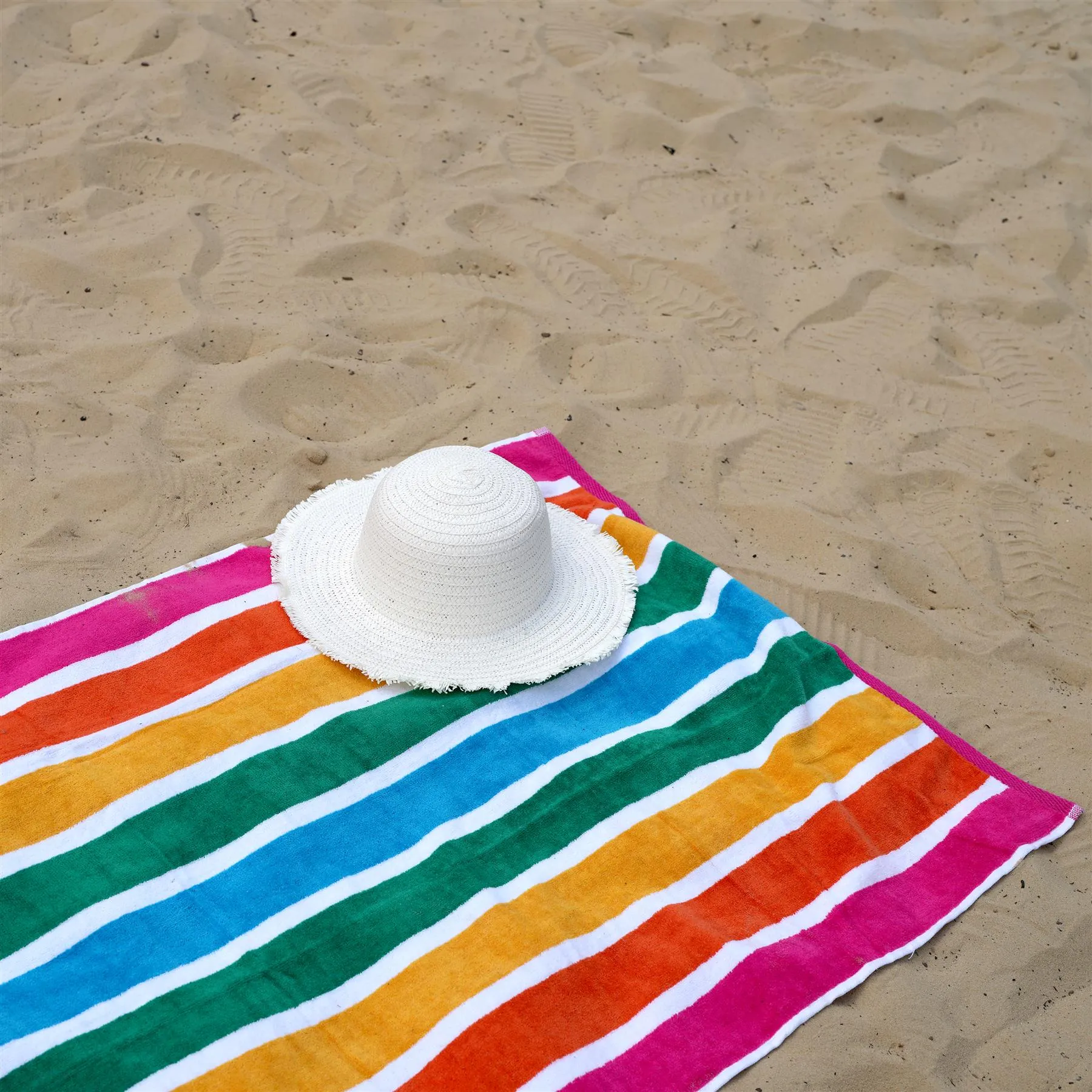 Velour Striped Beach Towel Tropical Burst