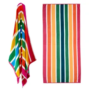 Velour Striped Beach Towel Tropical Burst