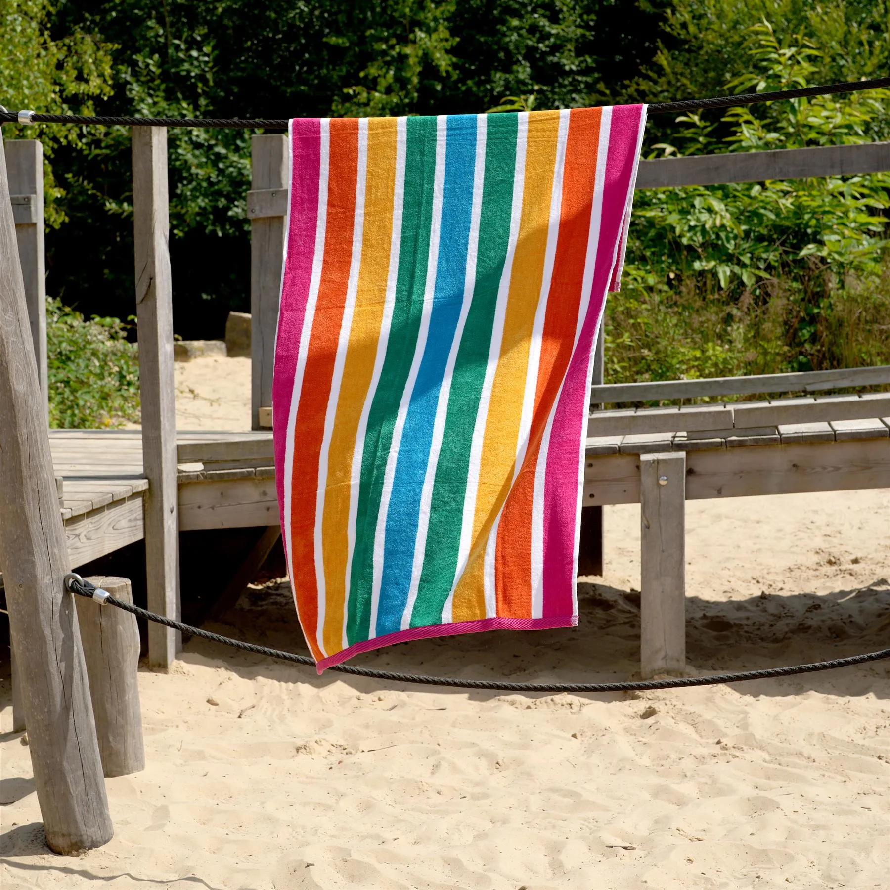 Velour Striped Beach Towel Tropical Burst