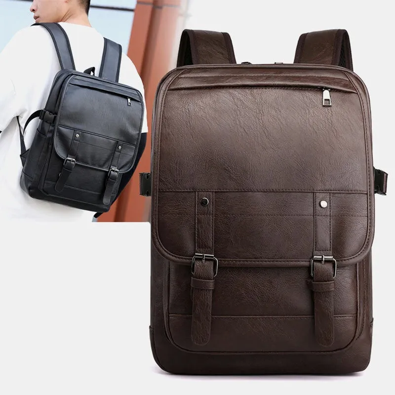 Vintage Faux Leather Anti-Theft  Backpack Business Bag For Men