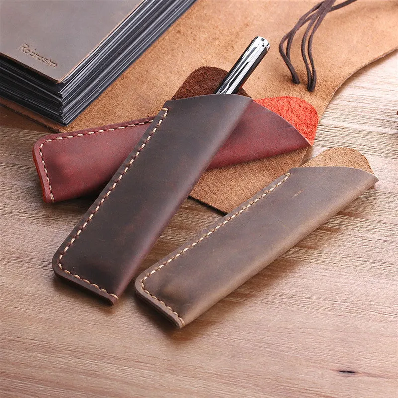 Vintage Pen Case / Hand-stitched Leather Pen Case