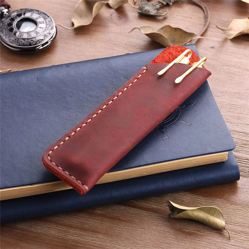 Vintage Pen Case / Hand-stitched Leather Pen Case