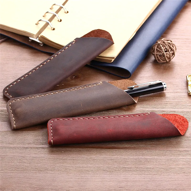 Vintage Pen Case / Hand-stitched Leather Pen Case