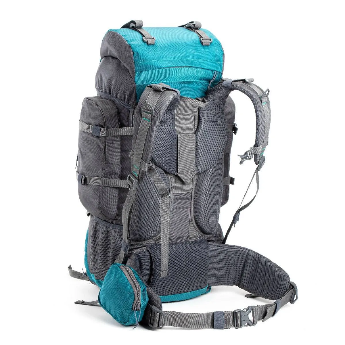 Walker Trekking and Backpacking Rucksack - 65 Litre - Grey & Sea Green