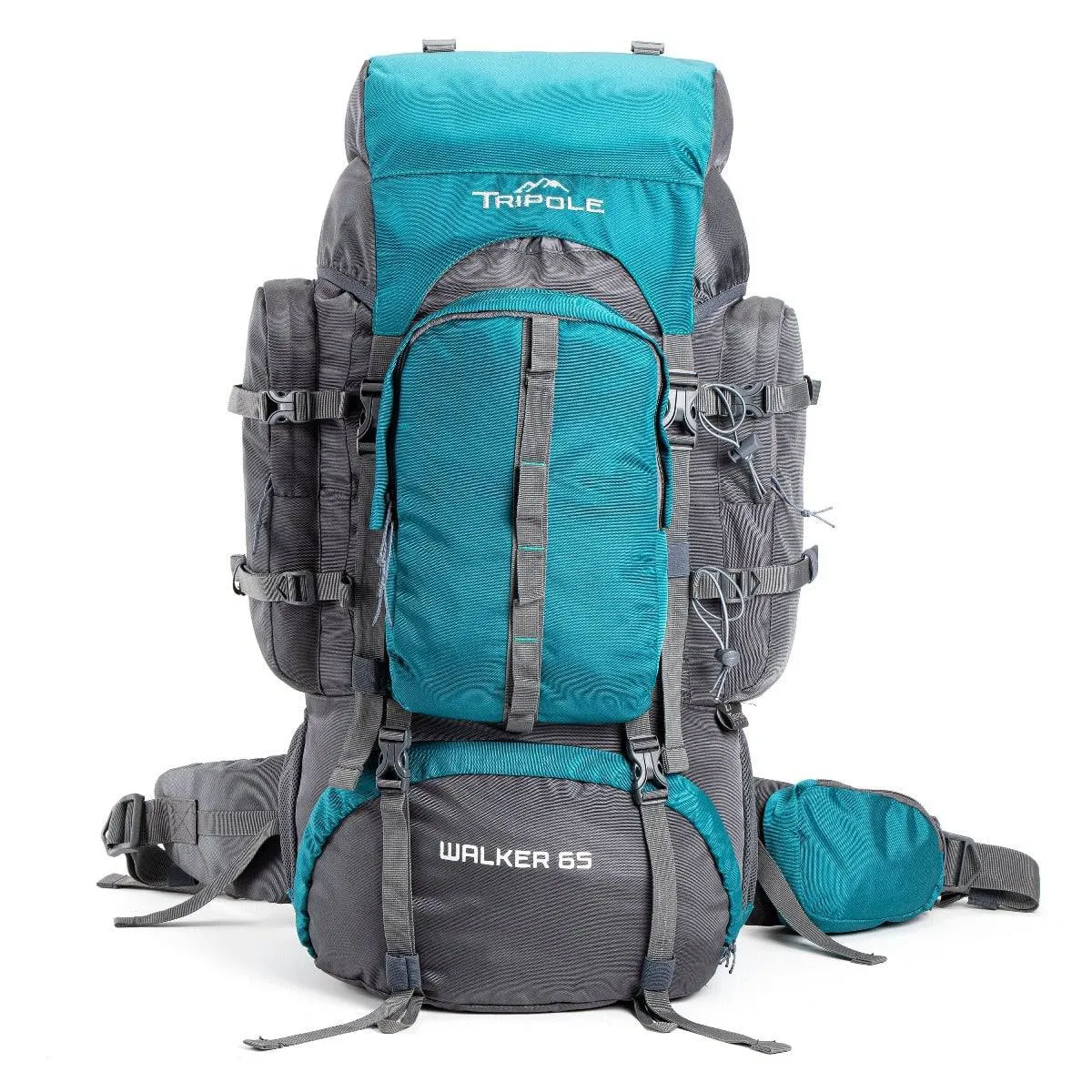 Walker Trekking and Backpacking Rucksack - 65 Litre - Grey & Sea Green