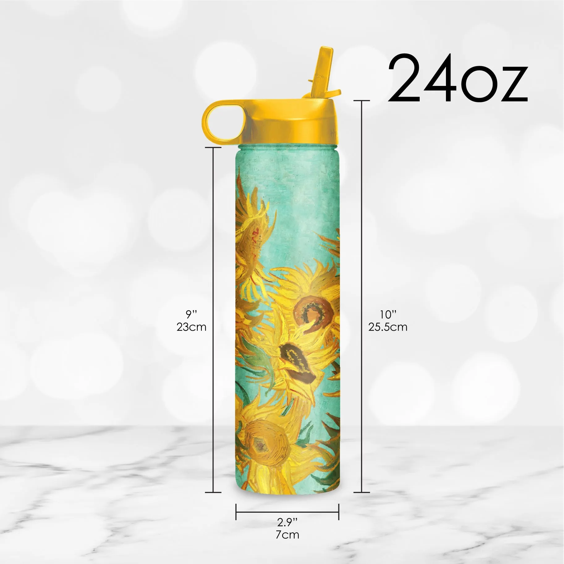 Water Bottle 24oz - van Gogh "Sunflowers"