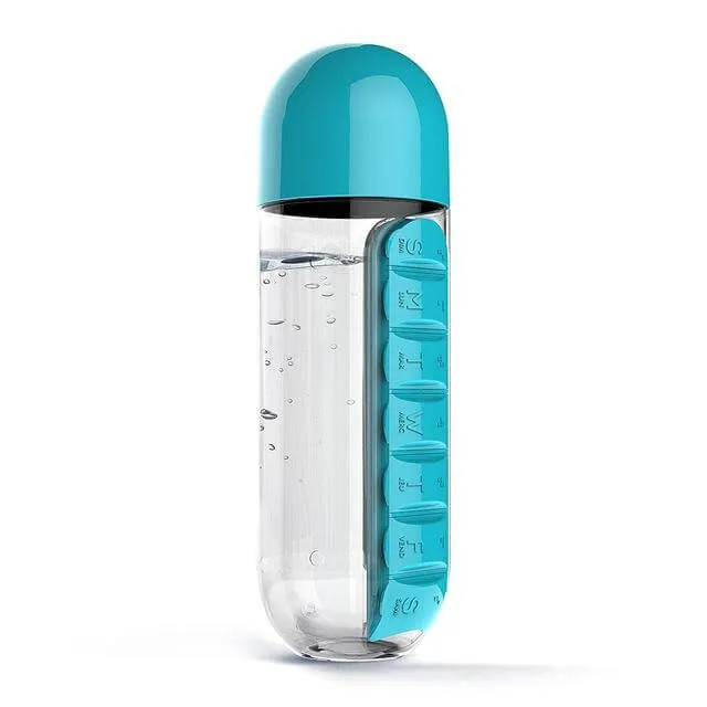 Water Bottle Daily Pill Organizer