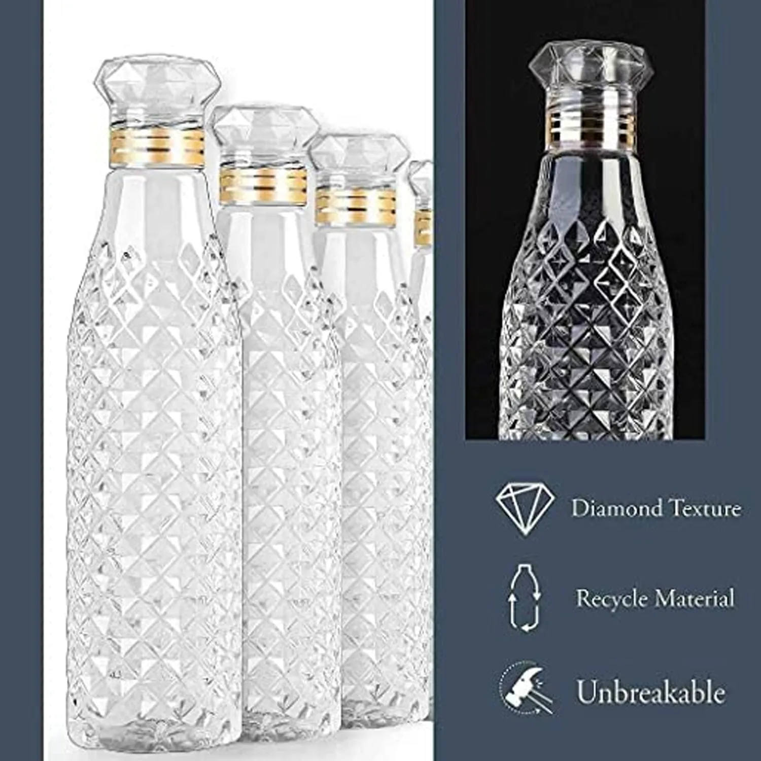 Water Bottle With Diamond Cut Used By Kids, Children's  ( 3 pcs )