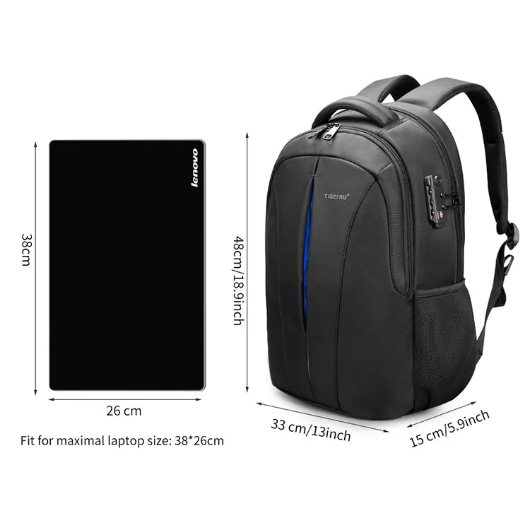 Waterproof 15.6-inch Laptop Backpack Anti-theft Business Travel Backpack School Bag(Black Blue upgrade)